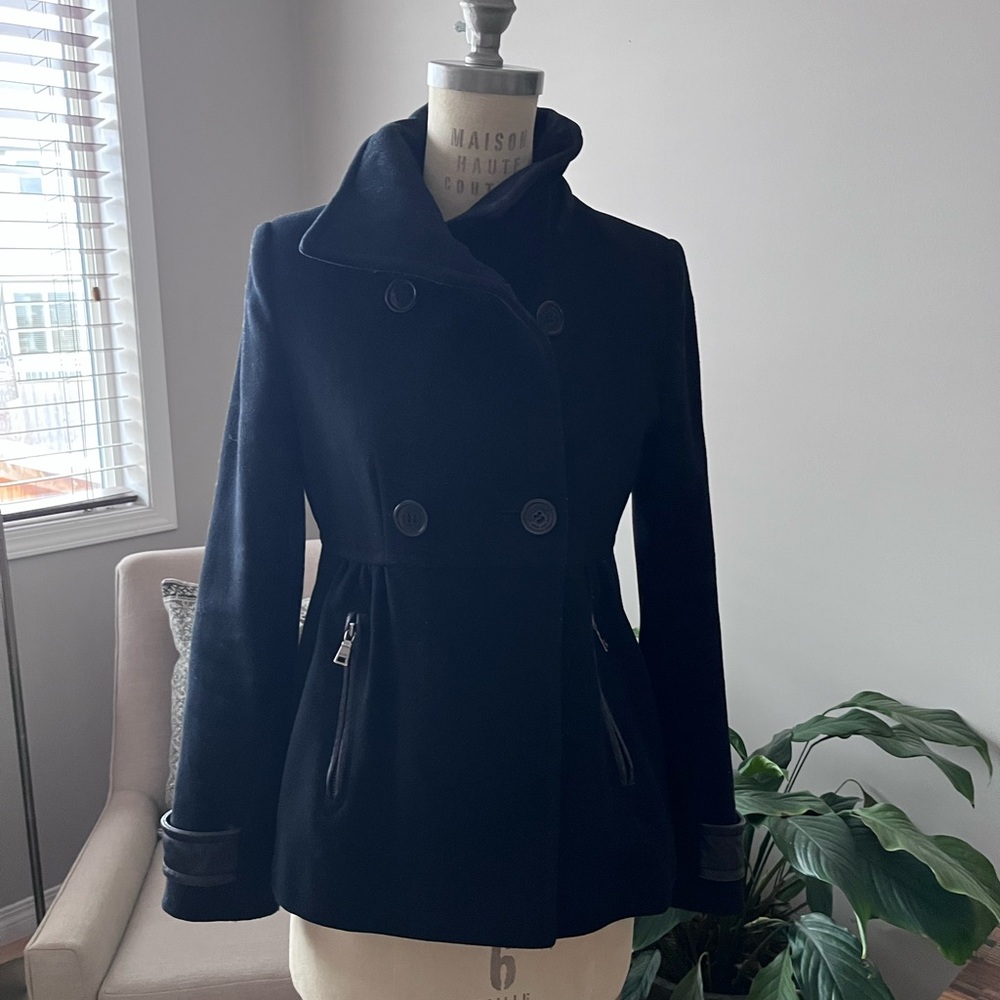 Andrew Marc Black Double-Breasted Pea Coat